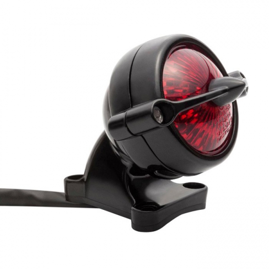 LED Vintage - Rücklicht - Bullet Style 1 / Schwarz / mit Halter / E-Zeichen