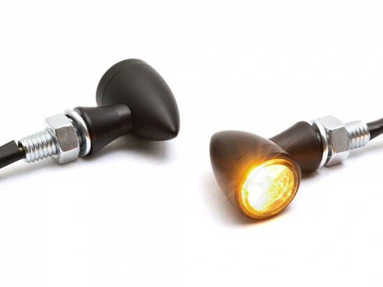 Micro Bullet - LED Blinker / schwarz - vorn + hinten / 1 Paar / E-Zeichen