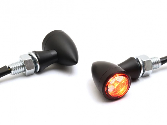 Micro Bullet - LED Rücklicht - Blinker - Bremslicht / schwarz / Paar / E-Zeichen