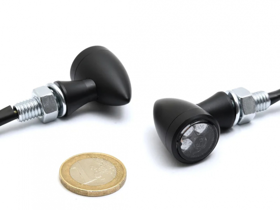 Micro Bullet - LED Rücklicht - Blinker - Bremslicht / schwarz / Paar / E-Zeichen