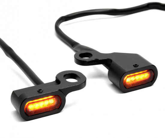 Mini LED - Blinker Stripe / Lenker - schwarz - dark / Paar / Slim, Fat Boy S ab 16, VRSC / FLH ab 09 / E-Zeichen