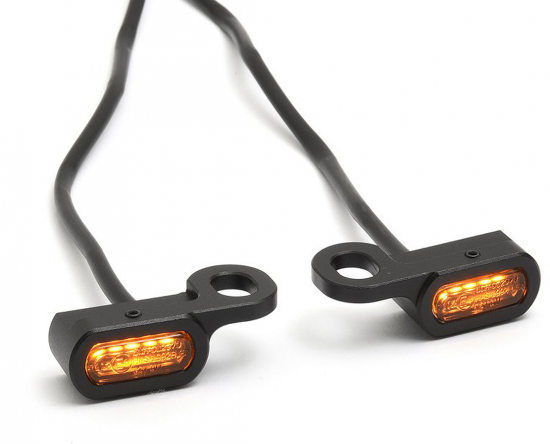 Mini LED - Blinker Stripe / Lenker - schwarz - dark / Paar / Universal // E-Zeichen