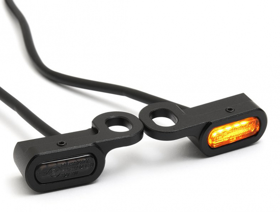 Mini LED - Blinker Stripe / Lenker - schwarz - dark / Paar / Universal // E-Zeichen