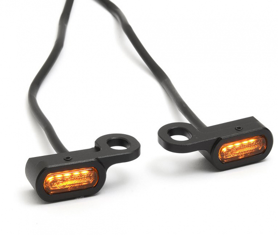 Mini LED - Blinker Stripe / Lenker - schwarz - dark / Paar / Universal // E-Zeichen