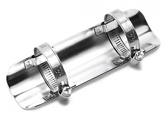 DO Hitzeschutzblech / Chrom / 180 mm lang / 25 - 50 mm Krümmer