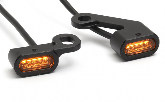TB - LED Mini Blinker Stripe schwarz - dark / Paar / Harley Softail - ab 2015 /E-Zeichen