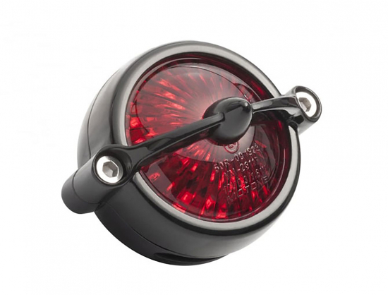 LED Vintage - Rücklicht - Bullet Style 1 / Schwarz / mit Halter / E-Zeichen