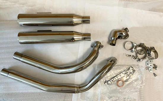 EAGLE Iron - Auspuff / Komplettanlage  Straight Cut / silber / Yamaha XVS 650 Custom + Classic / EG-BE