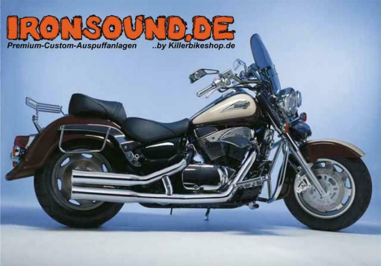 nur bei uns: Miller - KBS - Komplettanlage / silber poliert /// Suzuki VL 1500 Intruder / bis 2006 - ohne KAT / EG-BE