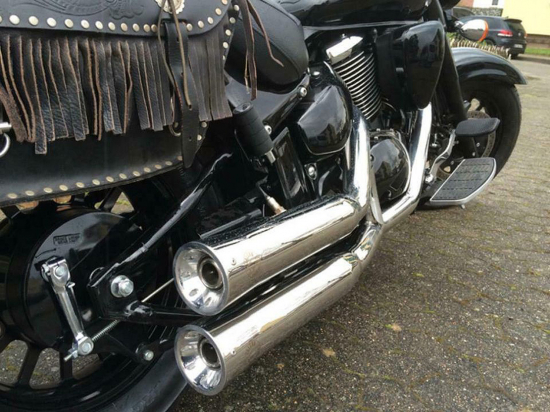 SALE: Falcon Double Groove / Komplettanlg. - silber - ohne Kat / Honda VT 750 Shadow / Black Widow / EG-BE