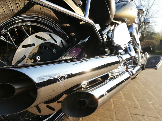 Sale - Nur bei uns: Falcon "Cromo Line" / Slip-On Auspuff / Yamaha XVS 1100 + Classic / ab 2003 / EG-BE