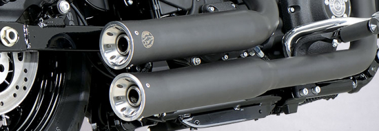 Black Sale: Falcon Double Groove / Komplettanlg. / KAT / black / HD Dyna Street Bob / 08 - 16 / EG-BE