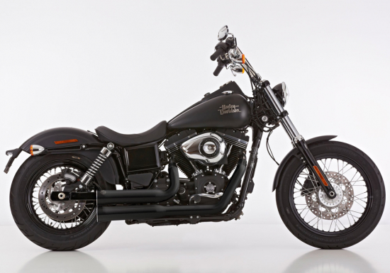 Falcon Double Groove / Komplettanlg. / KAT / black / HD Dyna Street Bob / 08 - 16 / EG-BE