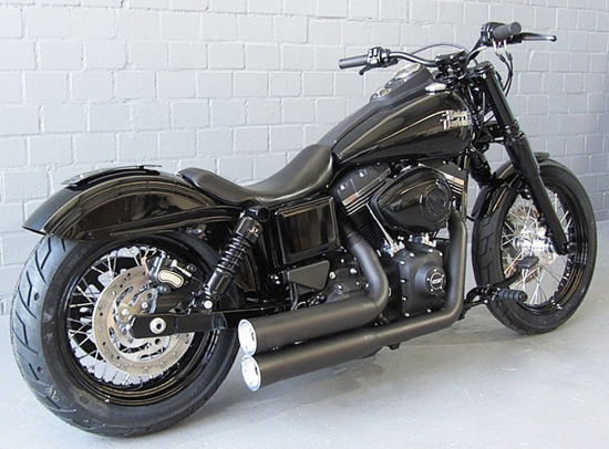 Falcon Double Groove / Komplettanlg. / KAT / black / HD Dyna Street Bob / 08 - 16 / EG-BE
