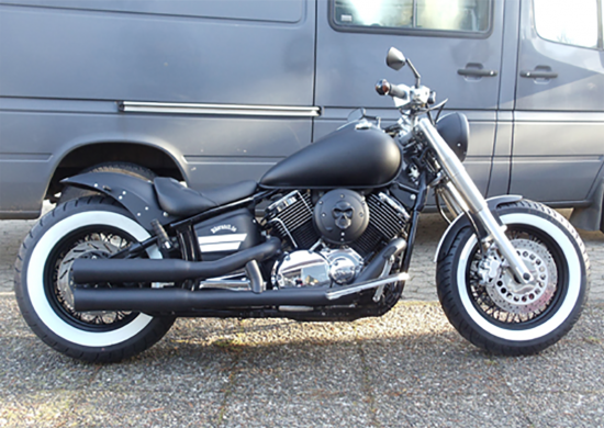 Preview: Super-Sale + Nur bei uns: Falcon Double Groove  in ceramic black / KAWASAKI VN 1500 / 1600 Classic / ohne KAT / black / ABE