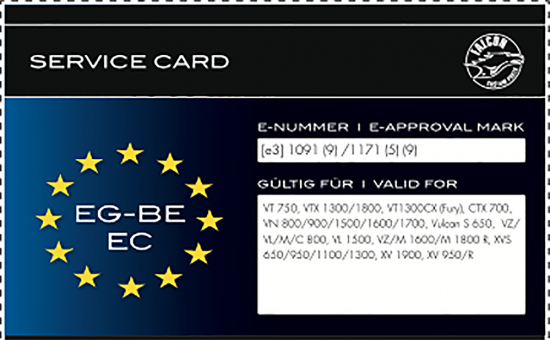 Falcon - E - Karte - Servicecard - nach Modell / EG-BE / 1 Stck