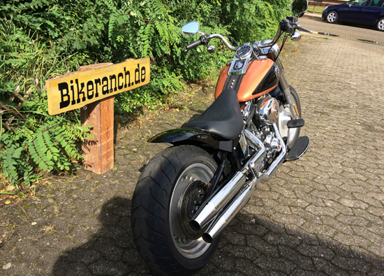 BR - HECKFENDER Stiletto Smooth / NoCutOut / Stahlblech 215 mm / HD-Schwinge / Softail 08-17 / Tüv