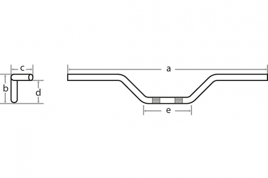 Fehling LENKER - Flat Track Bar - 1 Zoll - Stahl / chrom / B: 930 - H: 145 - T: 190 mm - Klemmbereich: 300 mm / Tüv