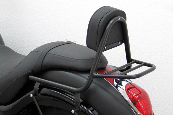 Fehling Sissy Bar - mit Kissen + Gepäckträger / black / KAWASAKI VN 900 Custom / ab 2007