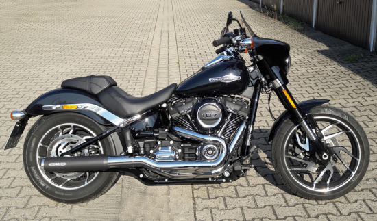 MILLER - Destiny  - schwarz - 2-1 - SlipOn - Euro 5 / HD Softail SportGlide / FLSB / 107 CUI / ab 2021 / ABE