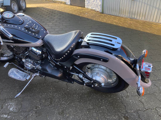 Nur bei uns ! HH Gepäckträger - Solo Rack - Billet Chrom - mit Halterung - Yamaha XVS 650 Classic