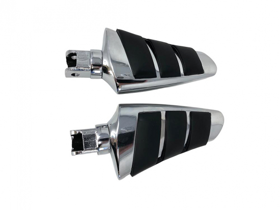 Highway Hawk - Fahrer - FUSSRASTEN / verchromt / Design SMOOTH / HONDA VT - CMX - VF - VTX  / 1 Paar