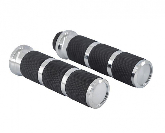 Griffbezüge - Set - Speed - Chrom + Black / passend für 1 Zoll-Lenker / 1 x li + 1 x re /// mit herausnehmbaren Endkappen