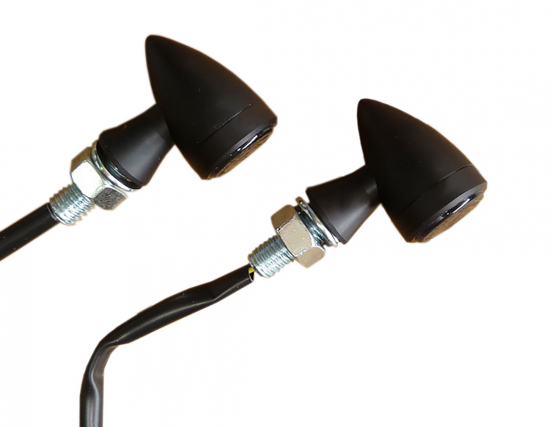 Micro Bullet - LED Blinker / schwarz - vorn + hinten / 1 Paar / E-Zeichen