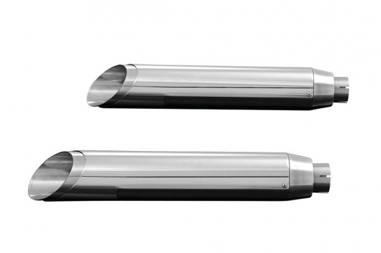 IRON HAWK Auspuff SlipOn / Slash Cut - chrom / HARLEY Sportster XL 883/1200 / 91 - 03