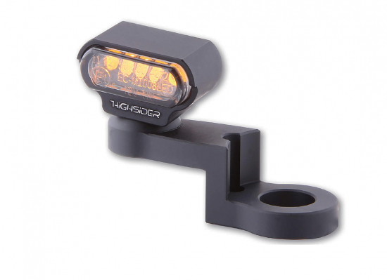 HS Mini LED - Blinker - Lenker / mit CNC Spiegelbefestig. / schwarz / Paar / Universal / E-Zei.