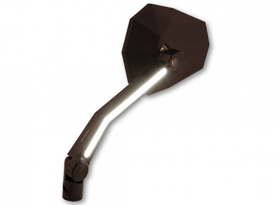 HS Spiegel - universal / Stealth -X4 - mit LED-Blinker + Positionslicht- schwarz / E-geprüft / 1 Paar