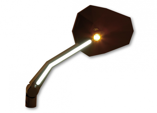 HS Spiegel - universal / Stealth -X4 - mit LED-Blinker + Positionslicht- schwarz / E-geprüft / 1 Paar
