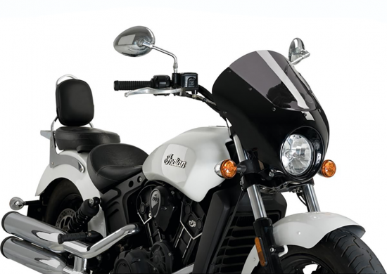 Neu: BATWING - Windshield  / Frontverkleidung - Scheibe Klarglas / schwarz-matt / Indian Scout / Teilegutachten (TGA)