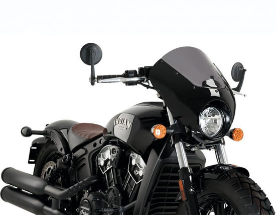Neu: BATWING - Windshield  / Frontverkleidung - Scheibe Rauchglas / schwarz-glanz / Indian Scout - Bobber / Teilegutachten (TGA)