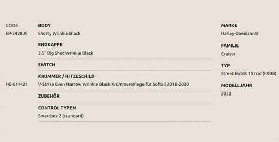 Preview: Dr. Jekill & Mr. Hyde - Komplettanlage / blackmatt / elektron. verstellbar / HD Softail Street Bob - 107cid - FXBB / mit EG / ABE