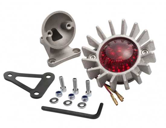 LED Vintage - Rücklicht - Ventilator Style / Aluminium / mit Halter / E-Zeichen