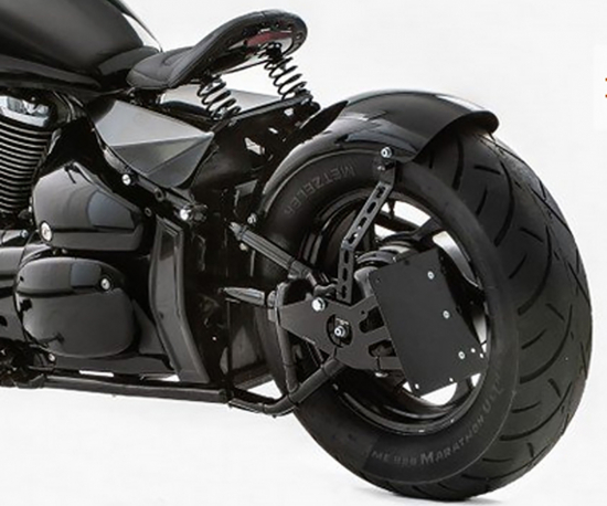 seitl. MB - Kennzeichenhalter Kompl.-Set - schwarz - glanz / Suzuki M1800 / VL1500 /M 1500 /  VL 800 C / M / TÜV