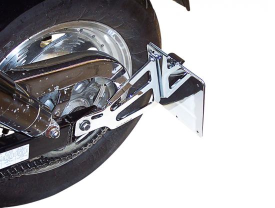 seitl. MB - Kennzeichenhalter - Kompl.-Set - Schwingenhöhe 52 mm - chrom / SUZUKI VZ 800 Marauder / TÜV