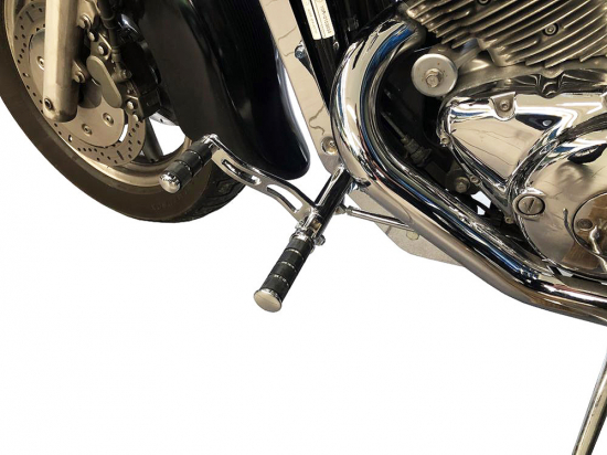 Vorverlegte Fußrasten / YAMAHA XVZ 1300 Royal Star / Ness Style gefräst / 15 cm / schwarz glänzend /  ABE