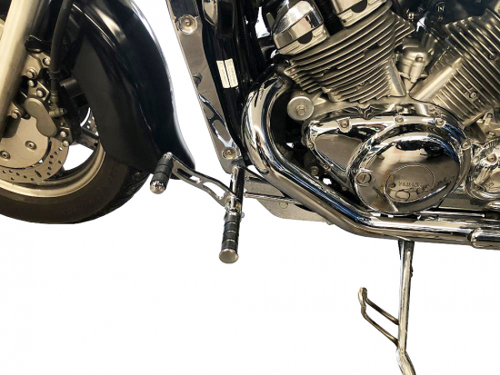 vorverl. Fußrasten / YAMAHA XVZ 1300 Royal Star / Ness Style gefräst / 15 cm / chrom /  ABE