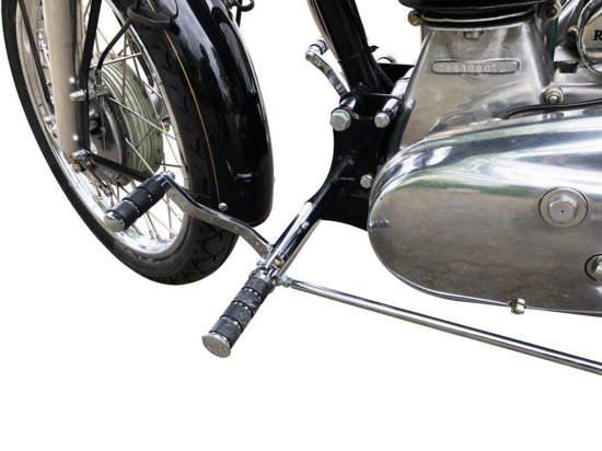MB vorverle, Fußrastenanlage / 40 cm / chrom / Ness Style / gefräste Hebel / Royal Enfield Bullet - 350 / 500 / ABE