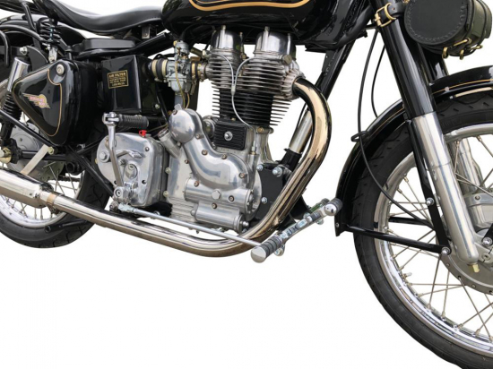 MB vorverle, Fußrastenanlage / 40 cm / chrom / Ness Style / gefräste Hebel / Royal Enfield Bullet - 350 / 500 / ABE