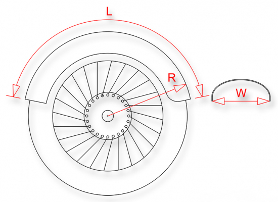 STEEL - HECKFENDER - Round / Stahlblech roh / 240 mm Breite / für Hinterräder 15" - 17"