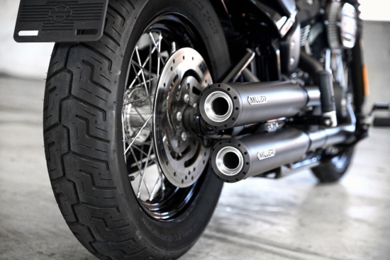 SALE: MILLER - Destiny - black - black - 2-2 - SlipOn - Euro 5 / HD Softail - Street Bob / 114 CUI / EG-BE