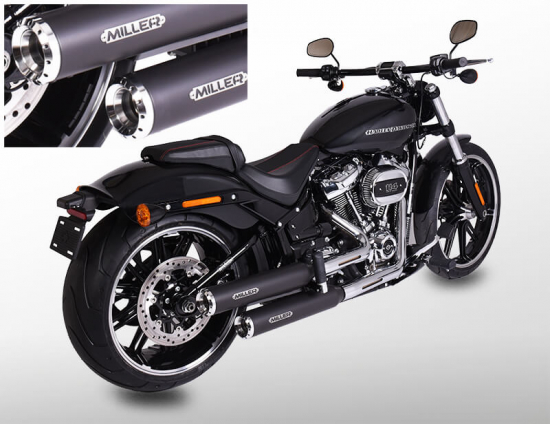 BLACK SALE: MILLER 2-2 - Independence / schwarz-matt / Harley Softail Standard / SlipOn / 107 CUI / EG-BE