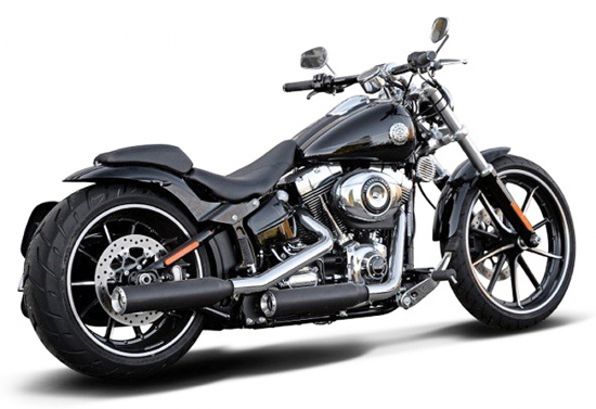 Black Sale: MILLER - Arizona II - schwarz - 2-2 SlipOn / EURO 4 / Harley Softail Heritage Classic / EG-BE