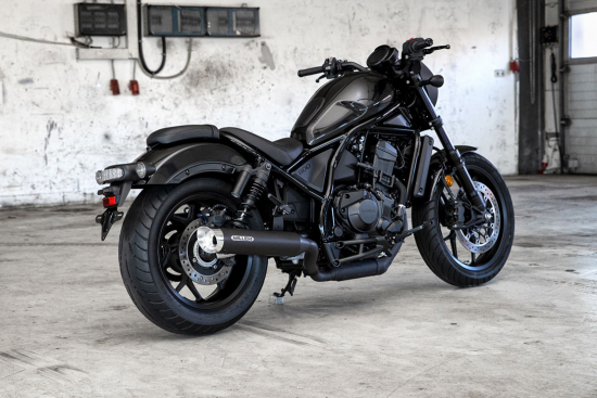 S-Black-Sale: MILLER - 2-1 - BREAKER - black + Endkappe Slash Cut silber / Honda CMX 1100 Rebel / SlipOn / EURO 5 / EG-BE
