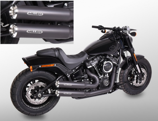 MILLER 2-2 / BRONCO / black / EURO4 / Harley Softail MW8-Modelle ST1 / Komplettanlage / ABE