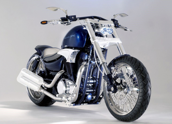 MILLER  DANDY - Auspuffkrümmer / silber poliert / Suzuki VS 1400 Intruder