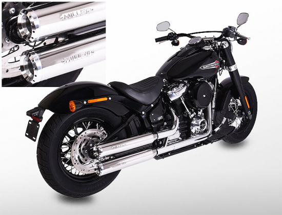 SALE: MILLER - Destiny - silber - 2-2 - SlipOn - Euro 5 / HD Softail - Standard / ab 107 CUI / EG-BE